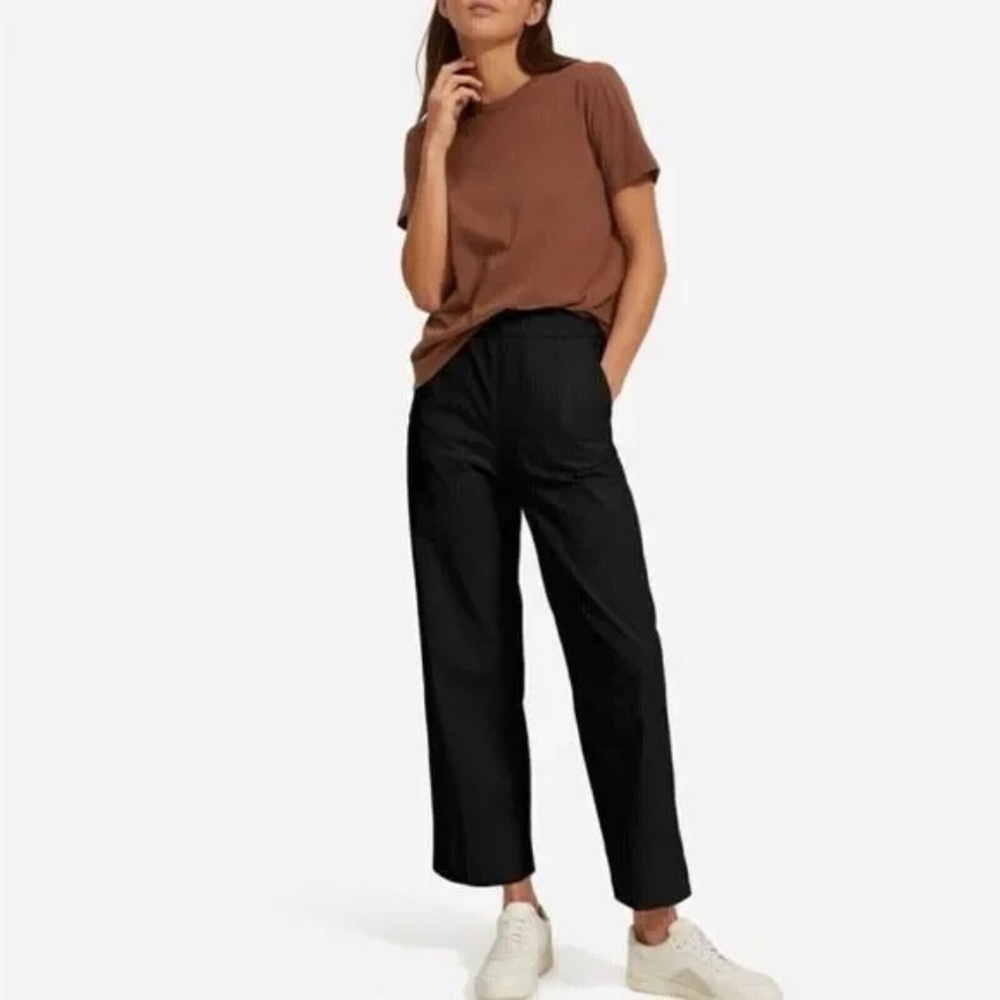 NWT Everlane Size Small The Easy Pants Black Organic Cotton Pull On Relaxed Fit